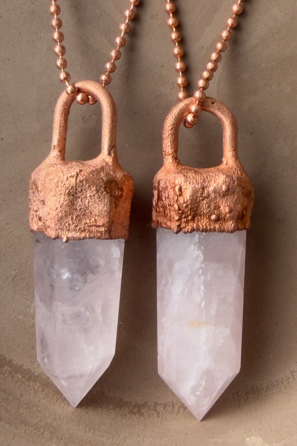 Rose Quartz Copper Pendant Necklace