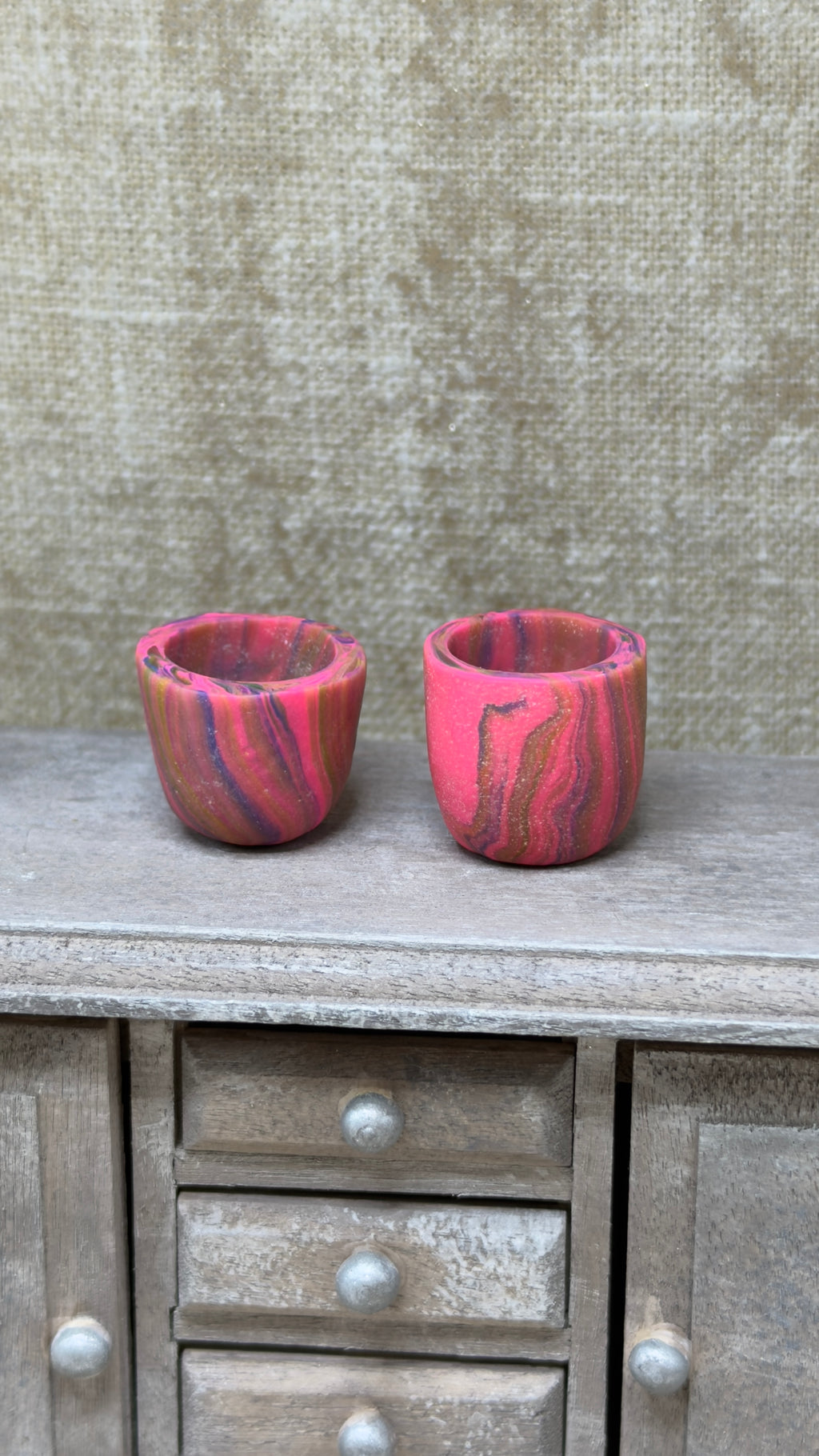 Pink Miniature Table Pots Set