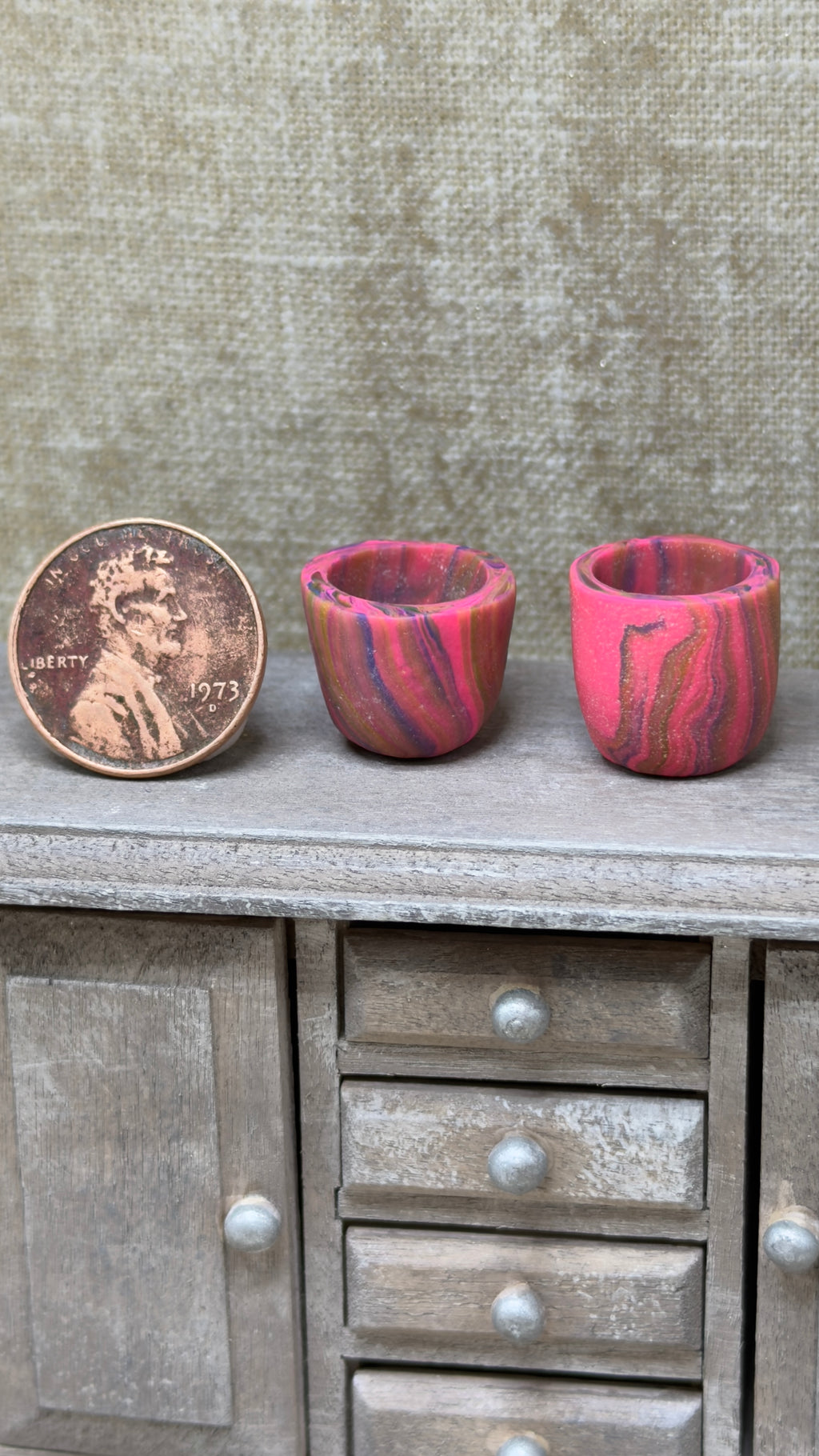 Pink Miniature Table Pots Set