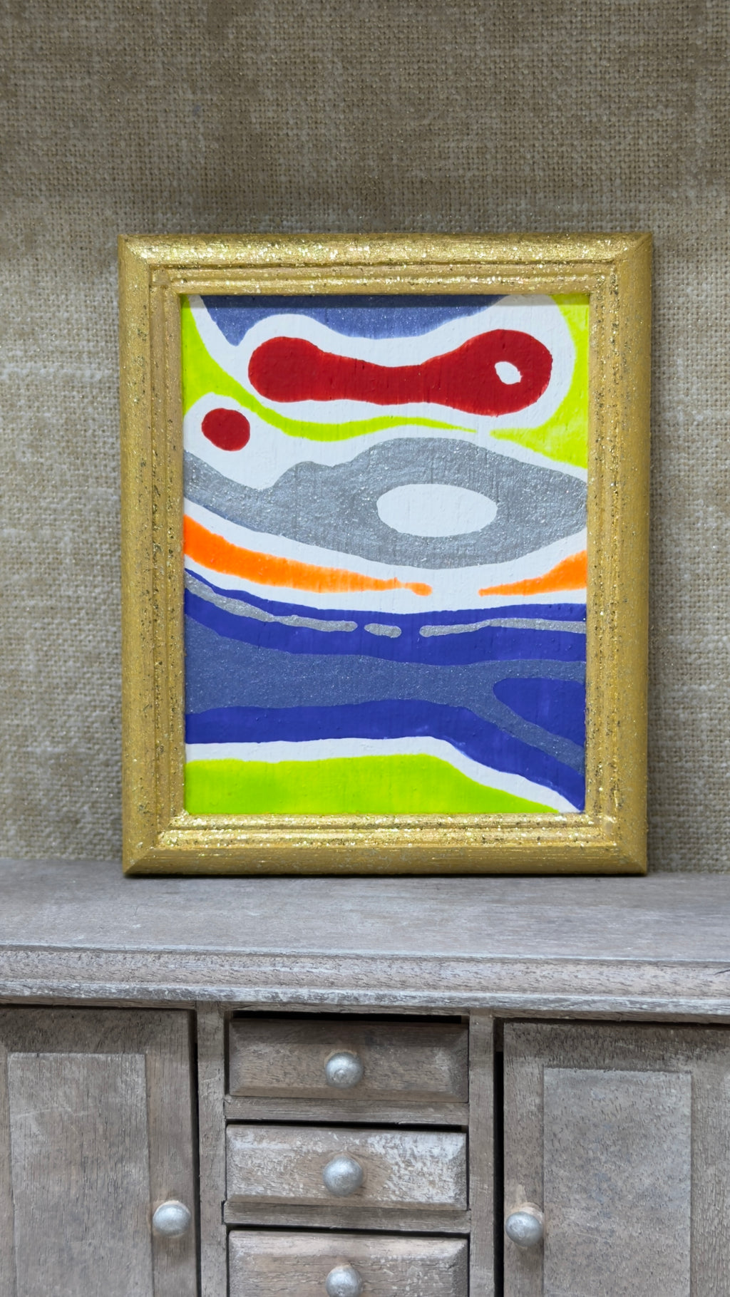 Original Hand-Painted Miniature Art in Gold Frame | 2 × 3 in
