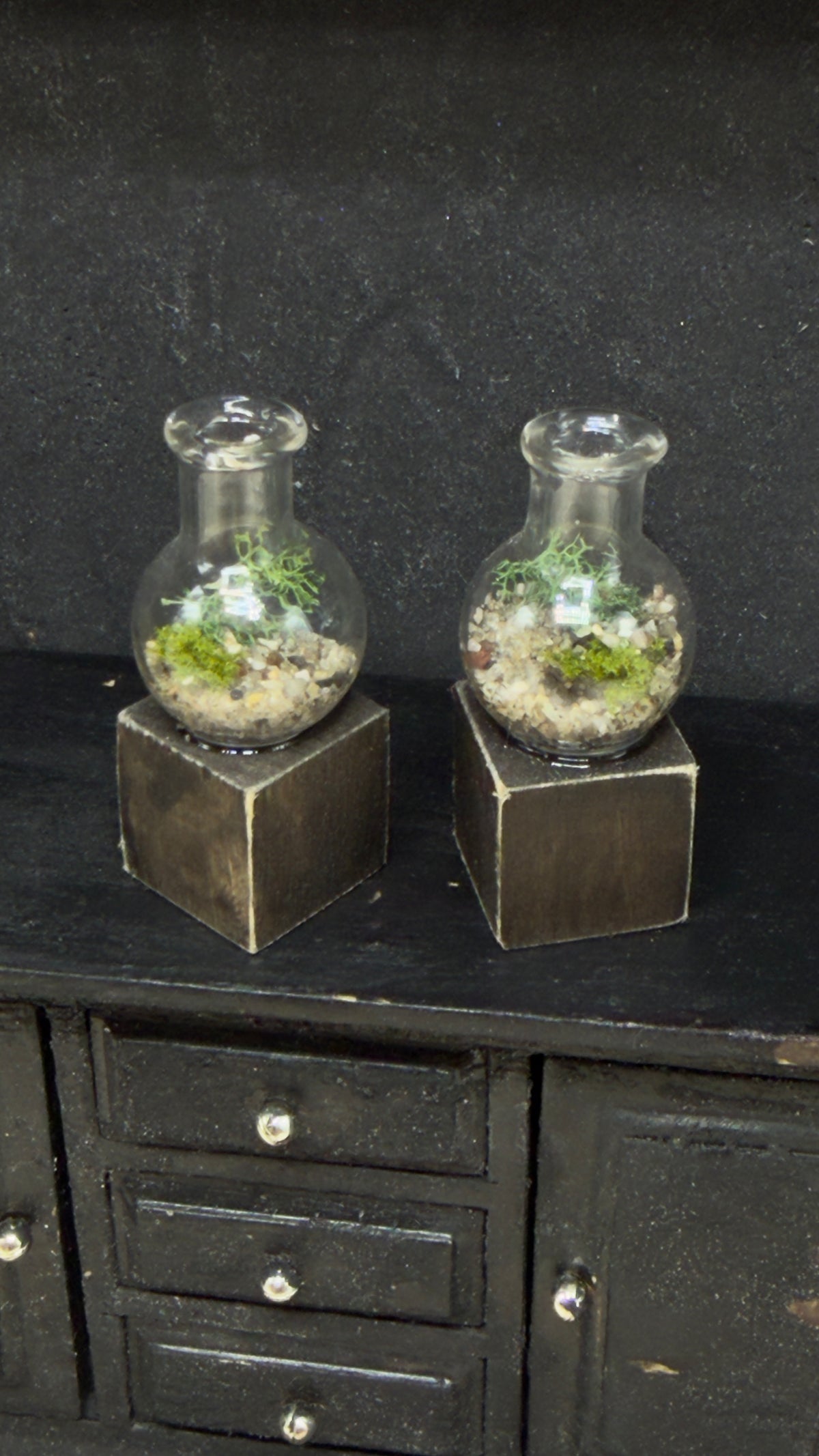 Miniature Glass Terrarium for Dollhouse Diorama
