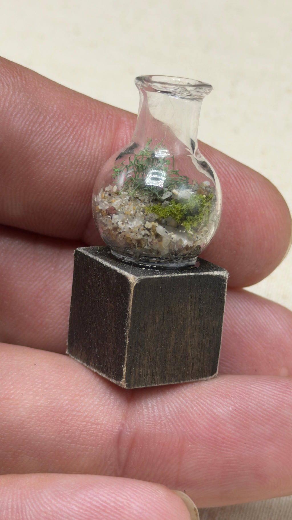 Miniature Glass Terrarium for Dollhouse Diorama