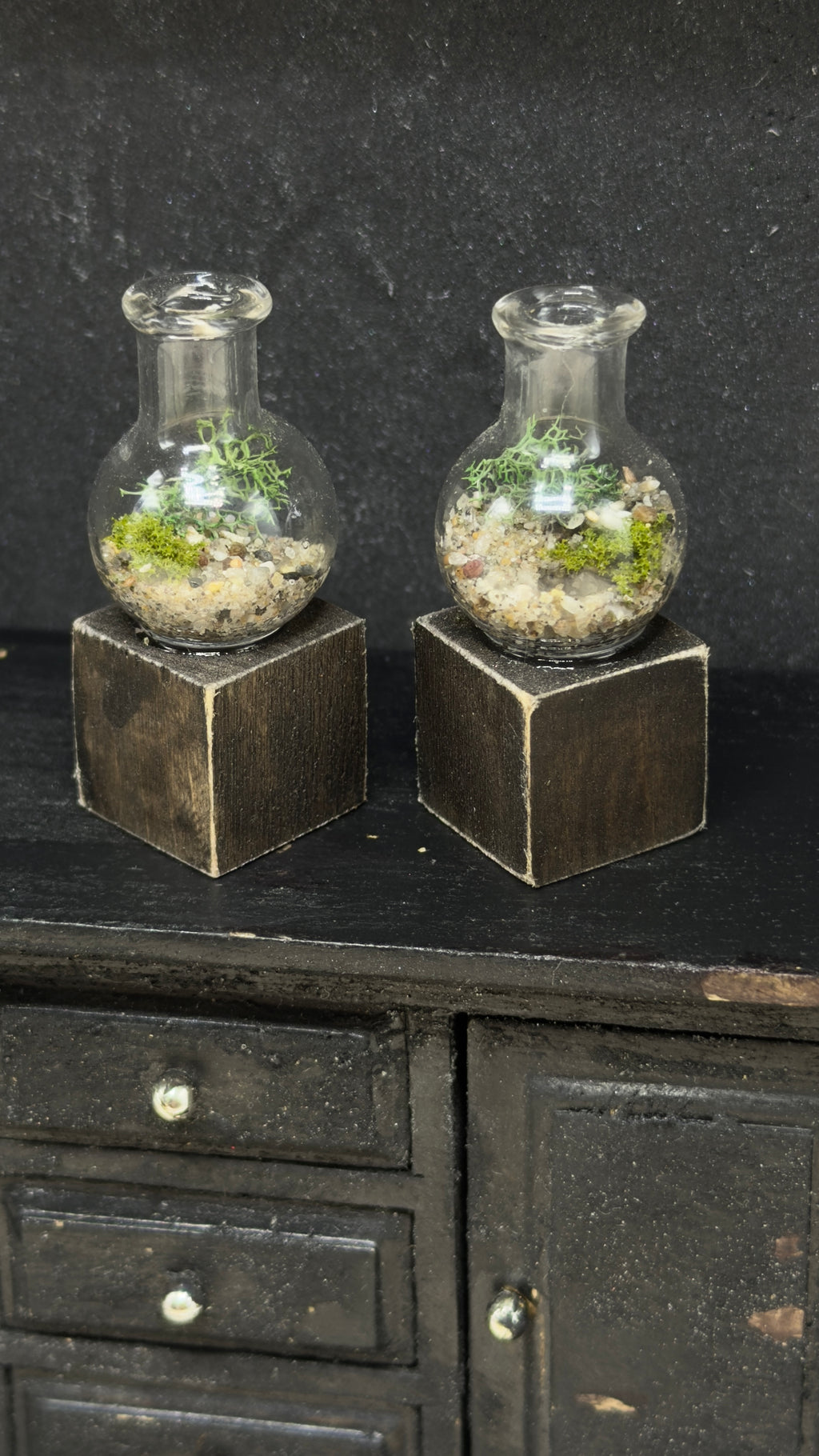 Miniature Glass Terrarium for Dollhouse Diorama