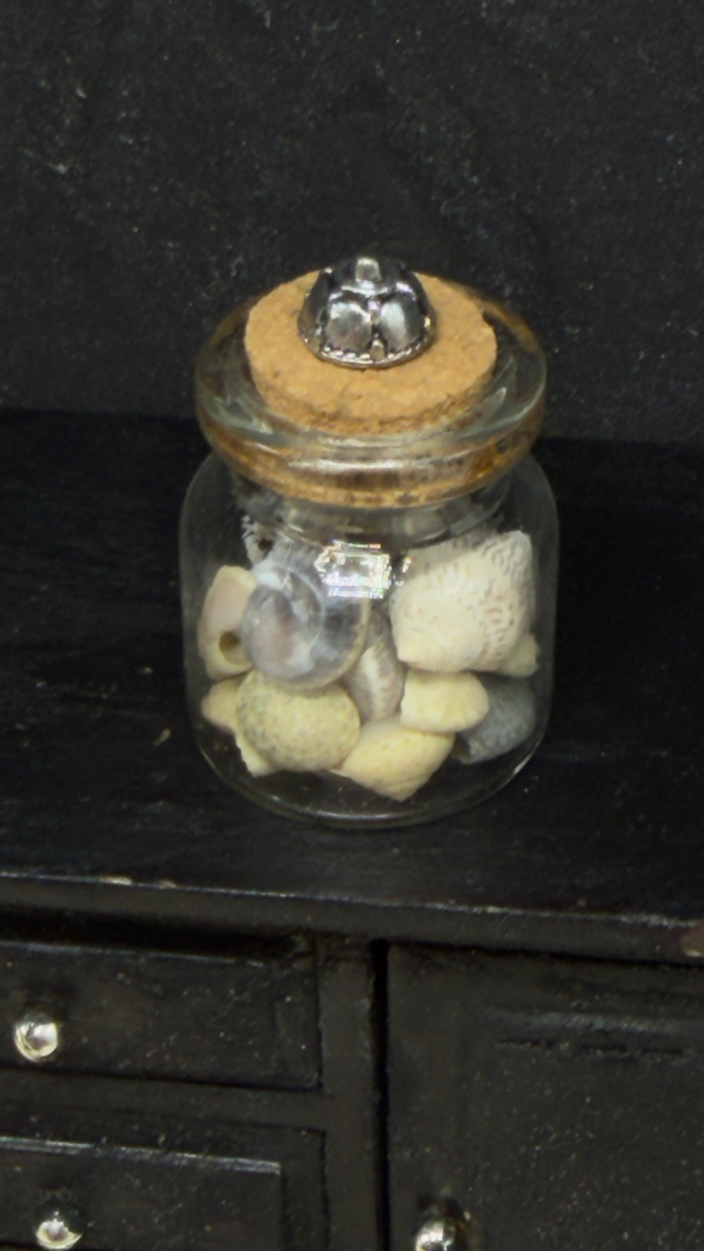 Miniature Jar of Shells for Dollhouse Decor
