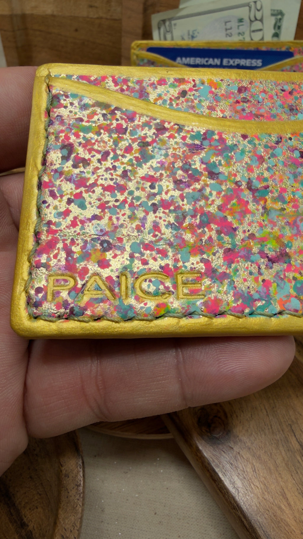 PAICE Gold Speckle Card Wallet — UV Reactive