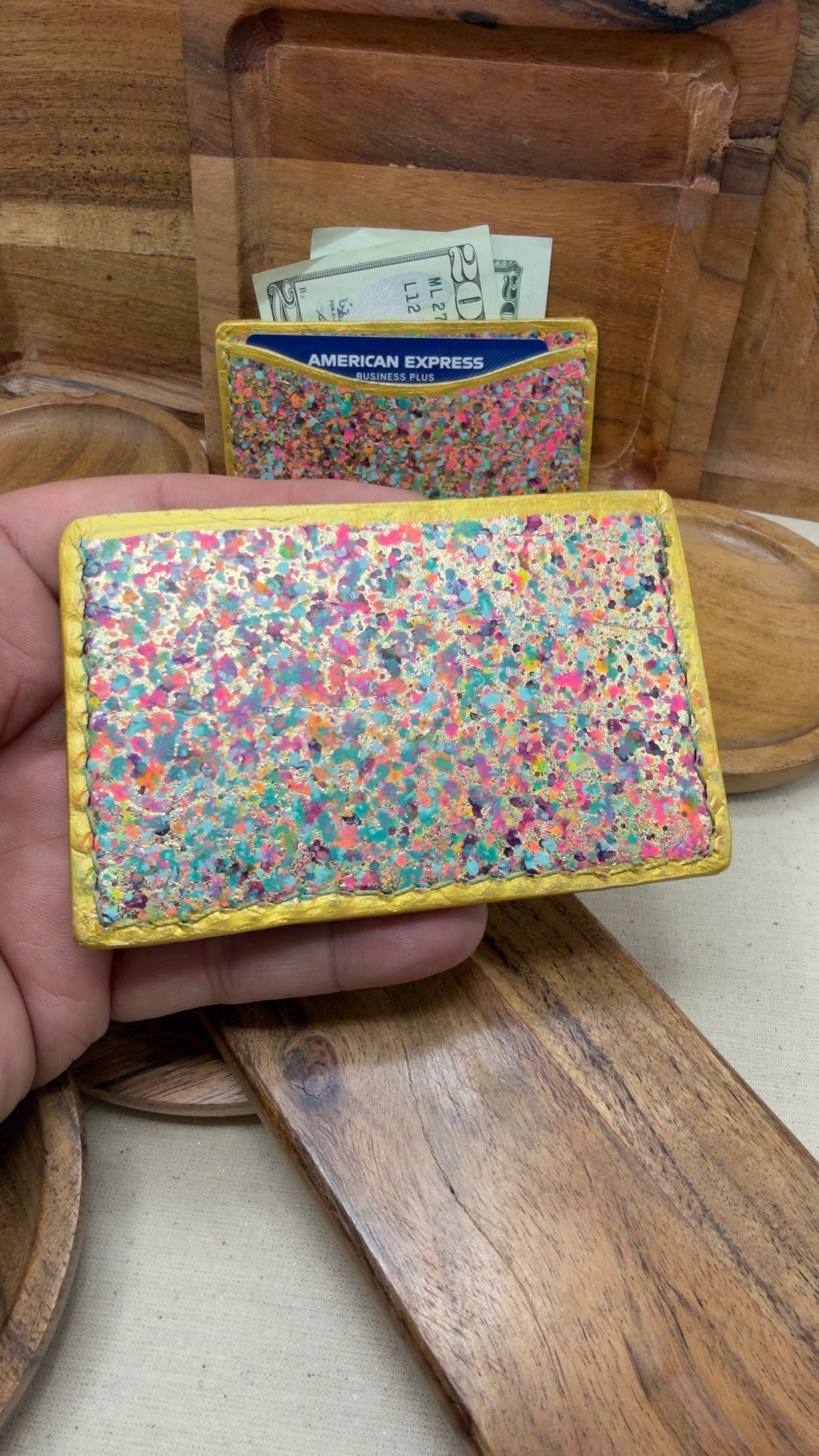 PAICE Gold Speckle Card Wallet — UV Reactive