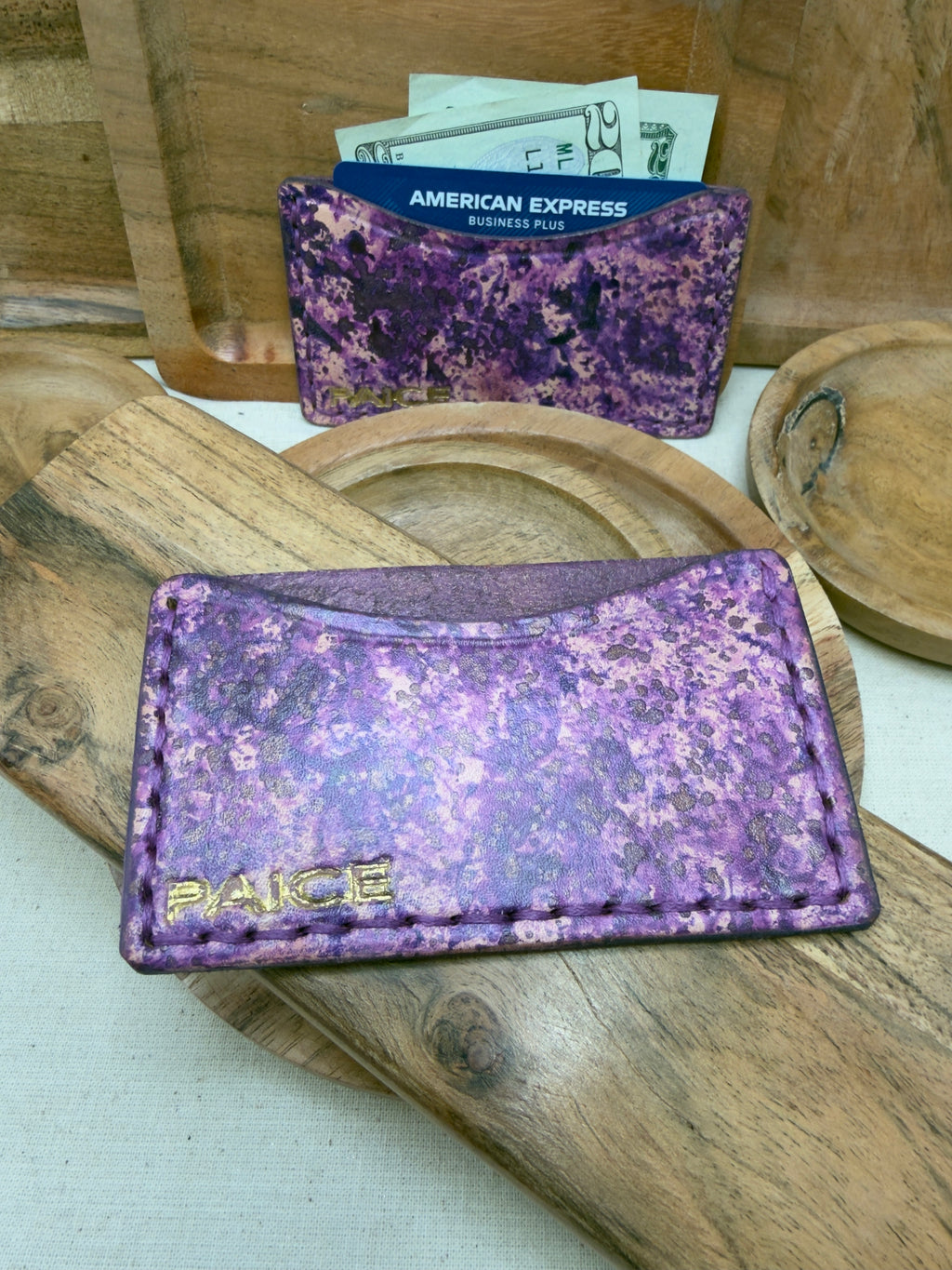 PAICE Purple Marbled Skinny Card Wallet