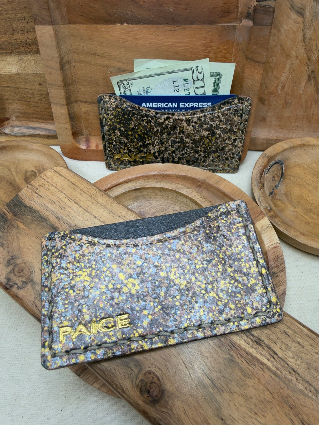 PAICE Gold & Pewter Speckle Leather Card Wallet