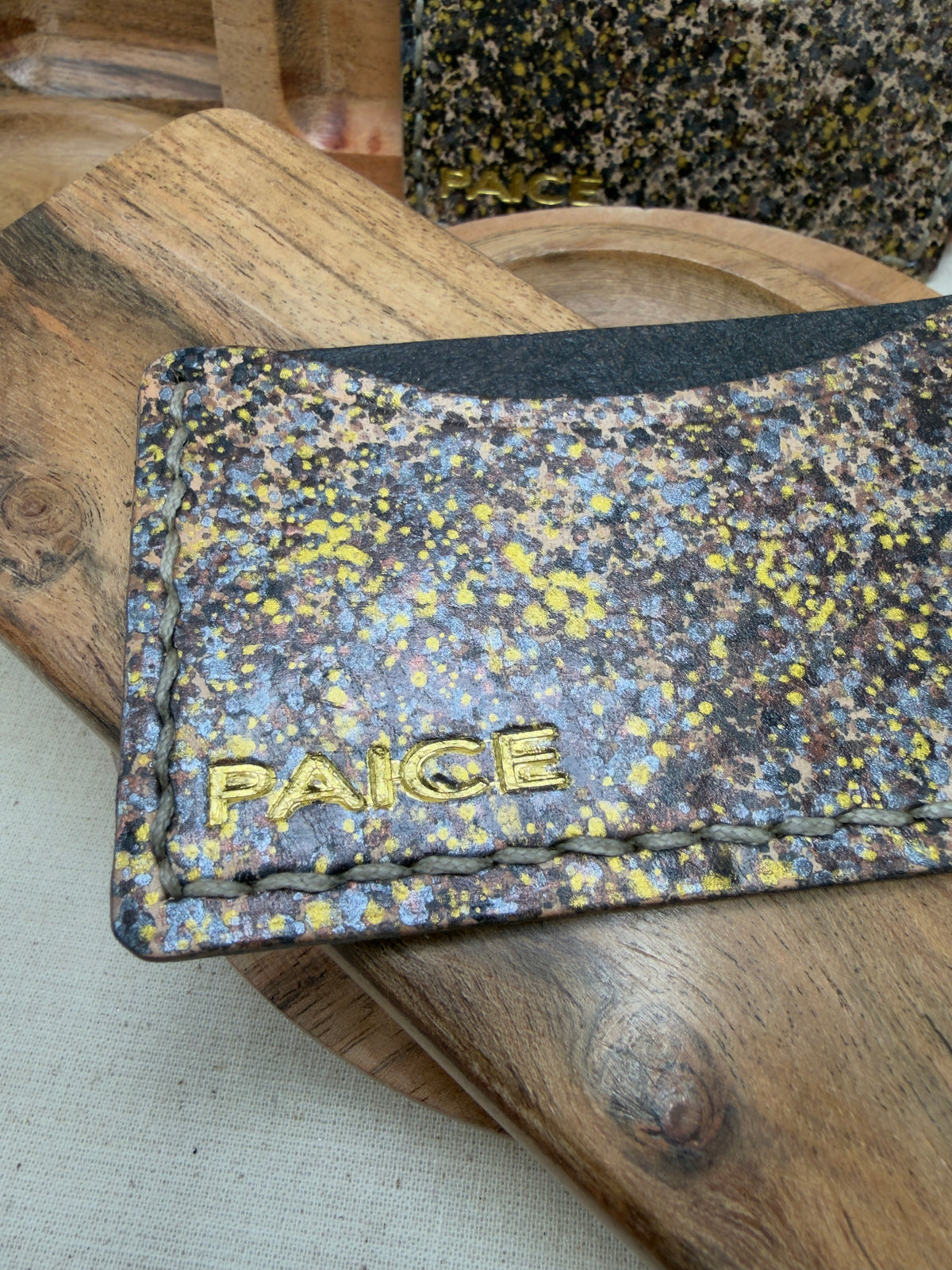 PAICE Gold & Pewter Speckle Leather Card Wallet