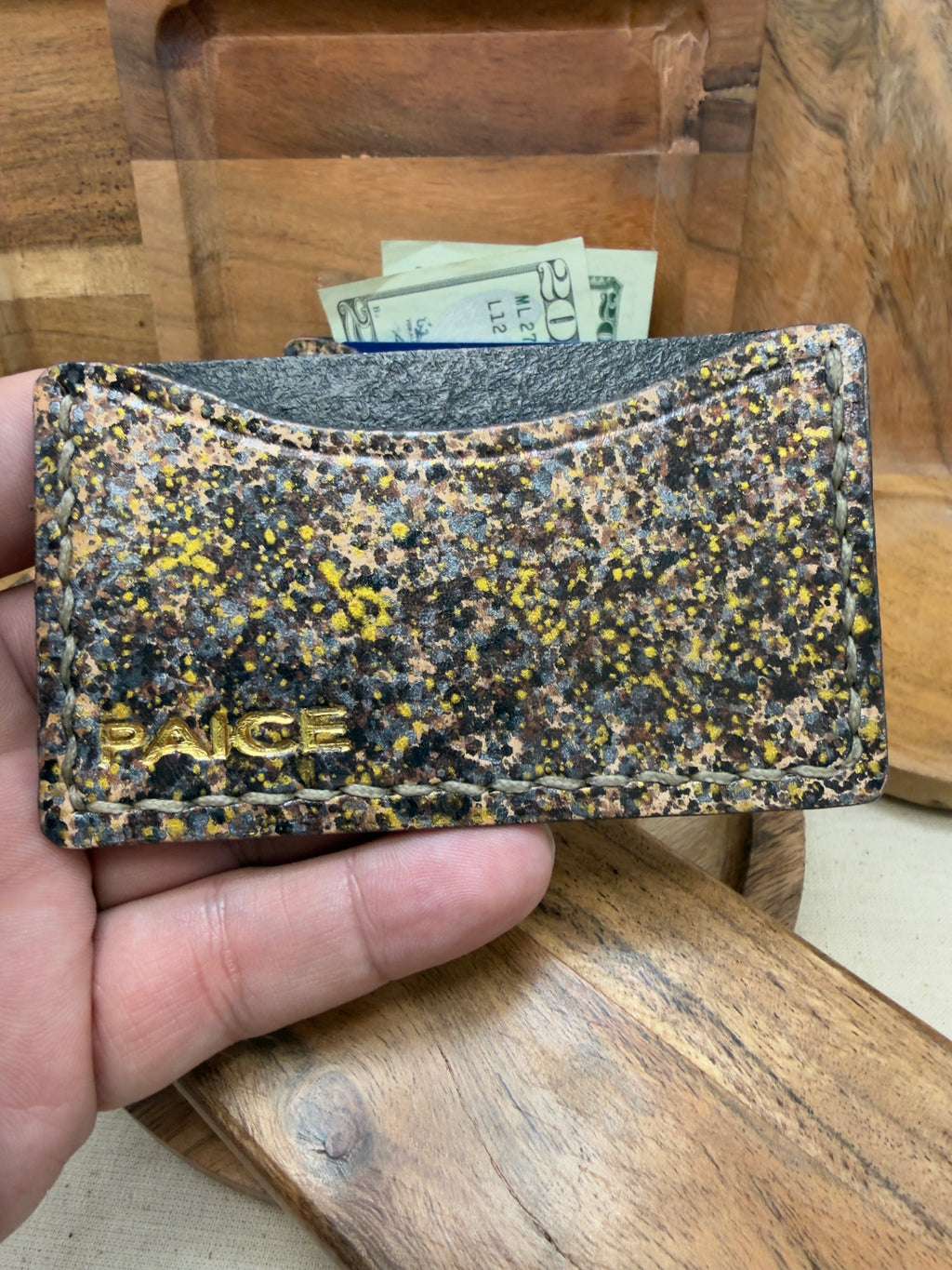 PAICE Gold & Pewter Speckle Leather Card Wallet