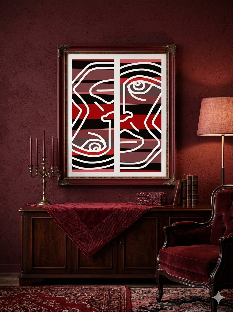 2 Faced – Abstract Line Art Digital Download