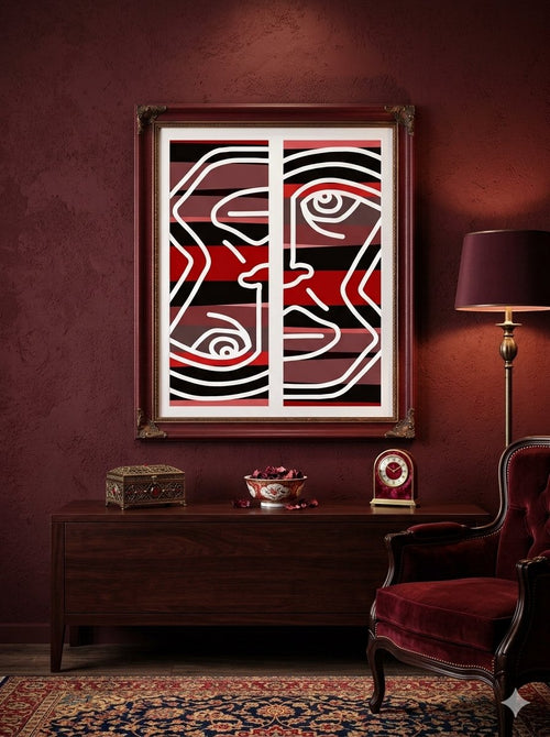 2 Faced – Abstract Line Art Digital Download