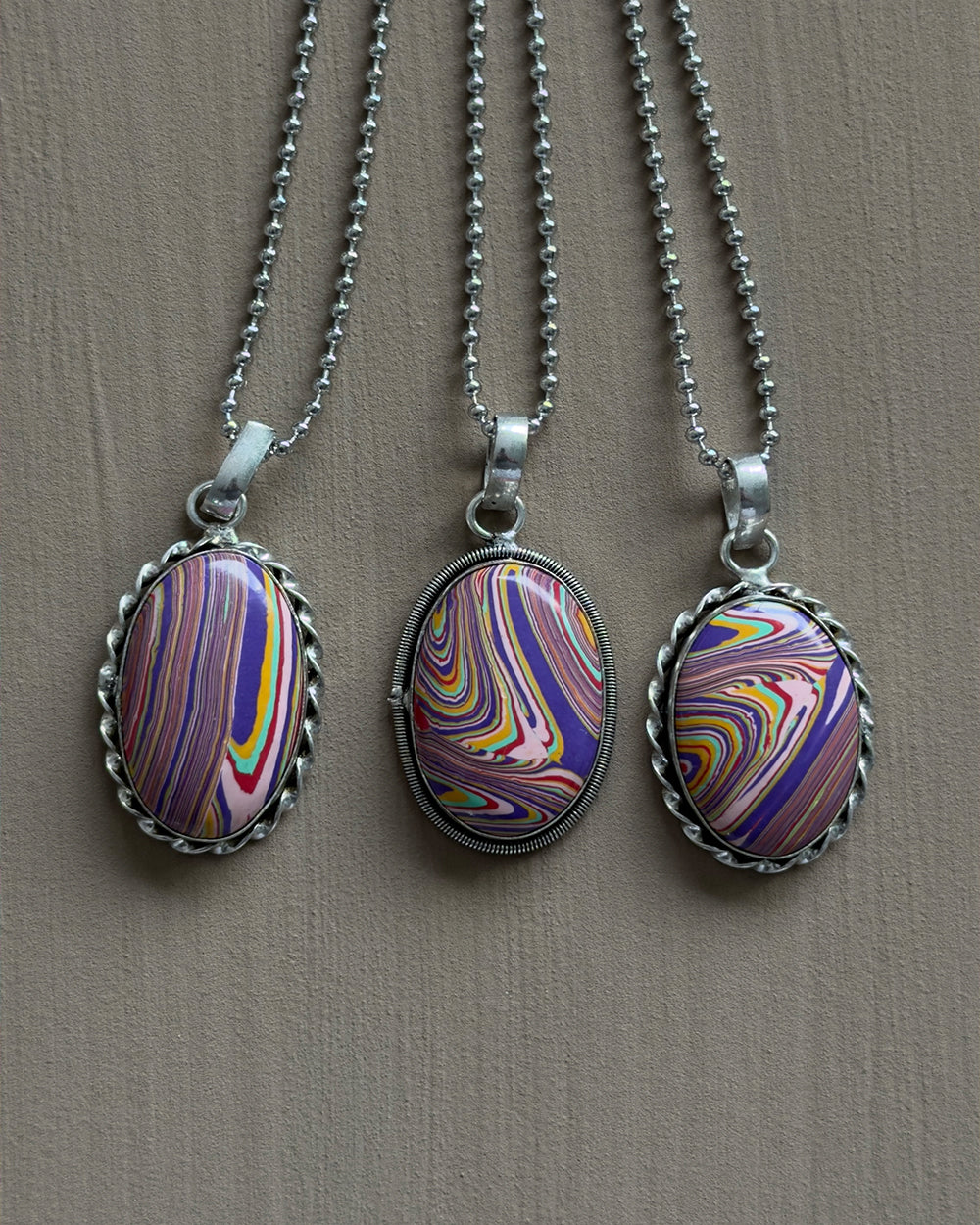 Rainbow Calsilica Pendant Necklace