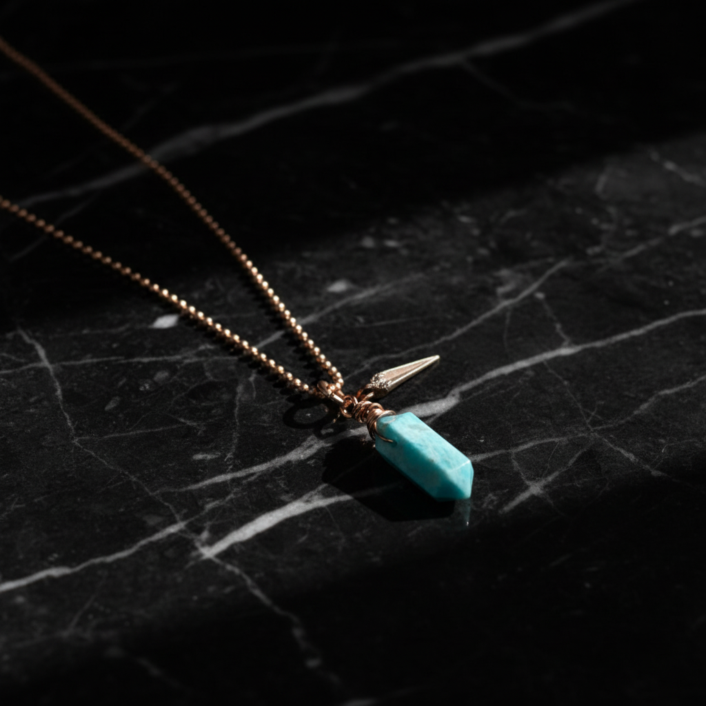 Amazonite Necklace on Dark Marble
