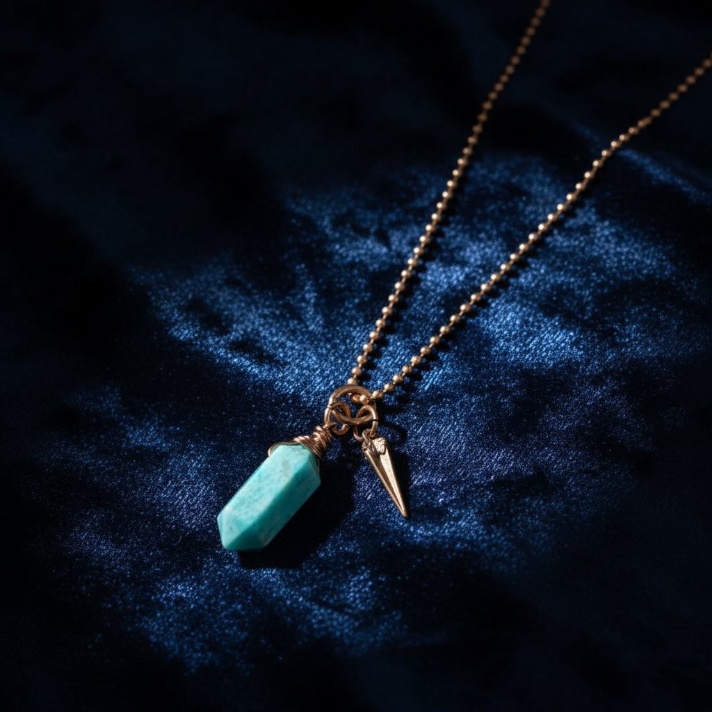 Amazonite Necklace on Dark Velvet