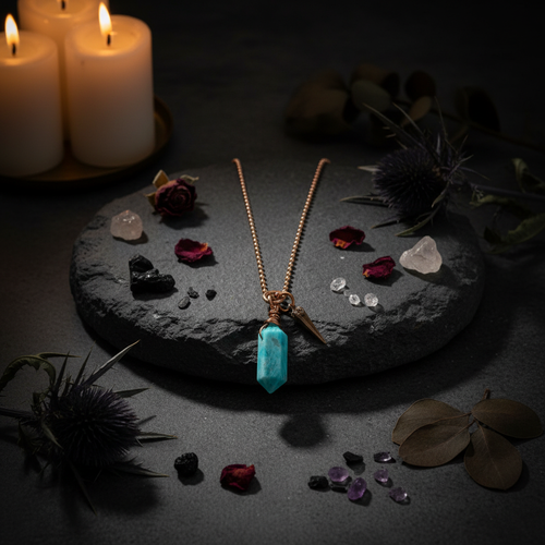 Amazonite Necklace with Botanicals