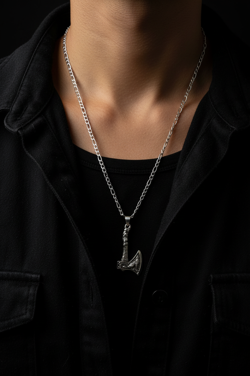 Battle Axe Pendant Necklace Lifestyle