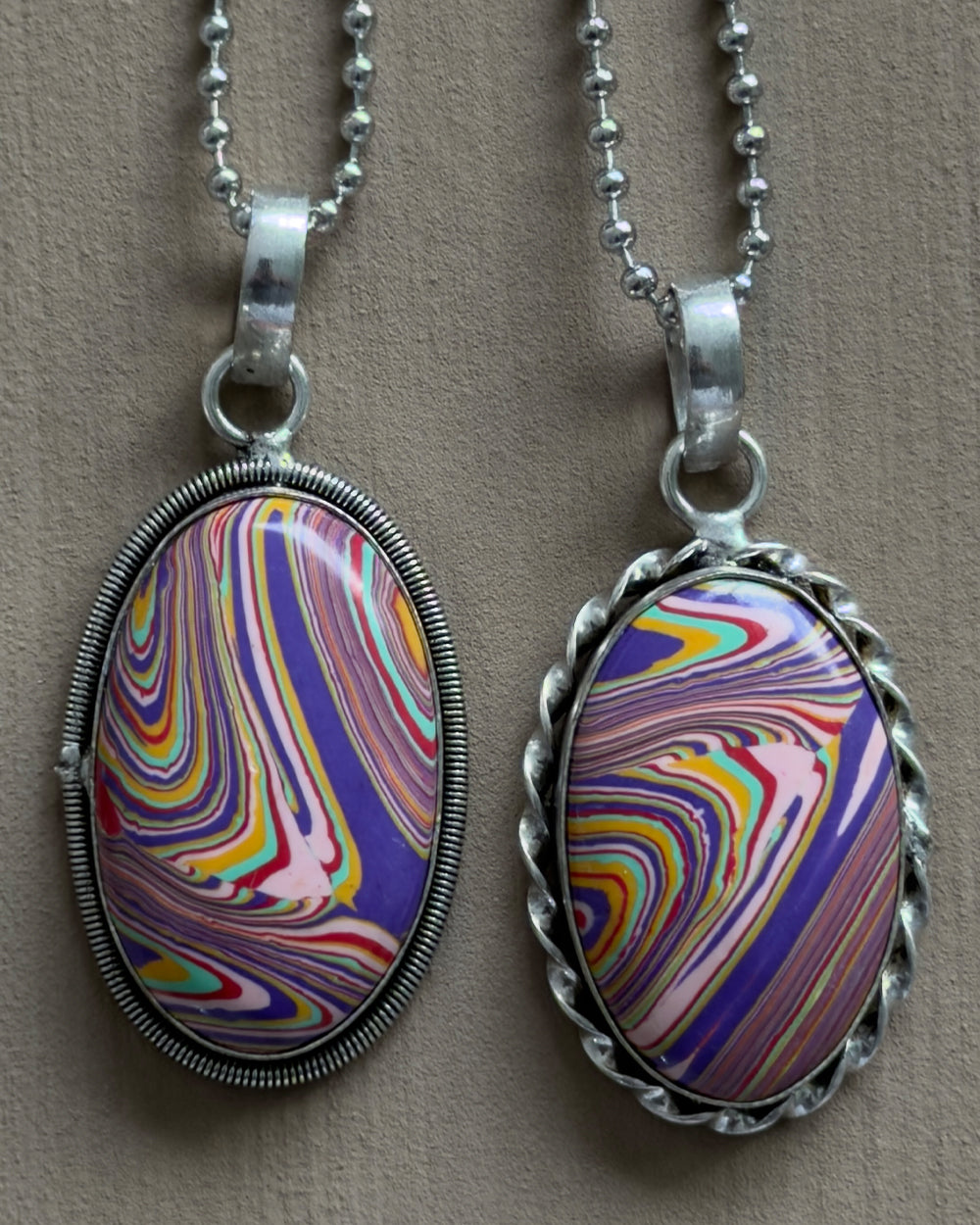 Rainbow Calsilica Pendant Necklace