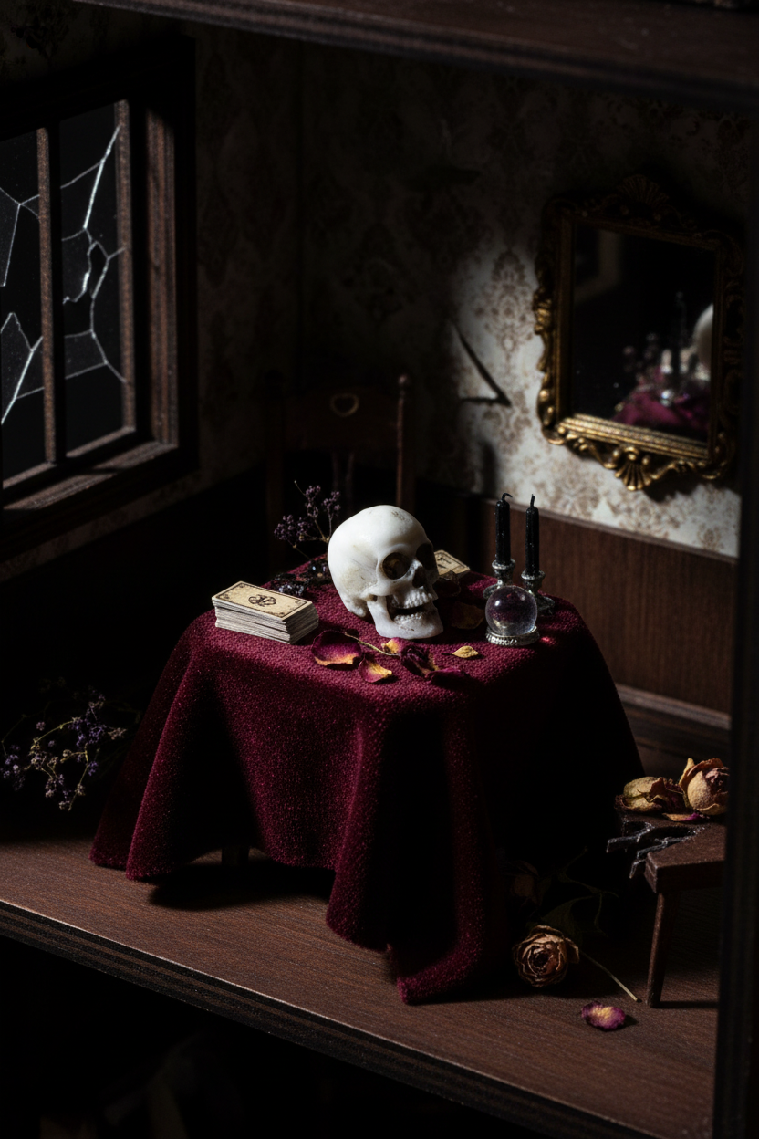 Clean skull on séance table