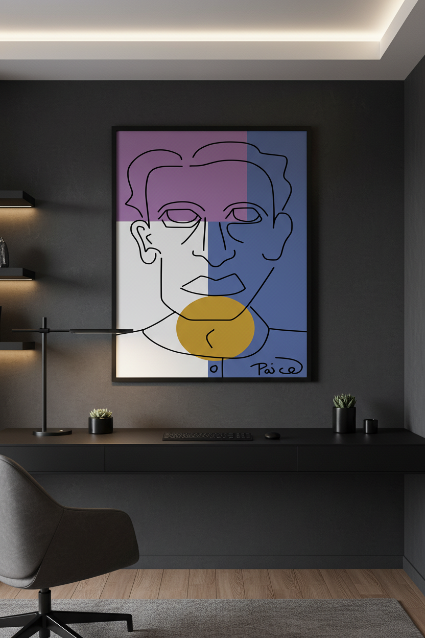 Color Block Portrait — Dark Home Office Mockup