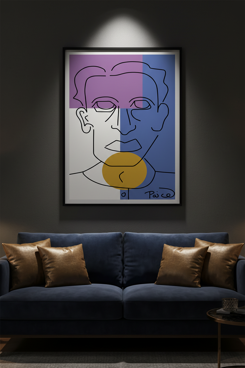 Color Block Portrait — Dark Luxury Living Room Mockup