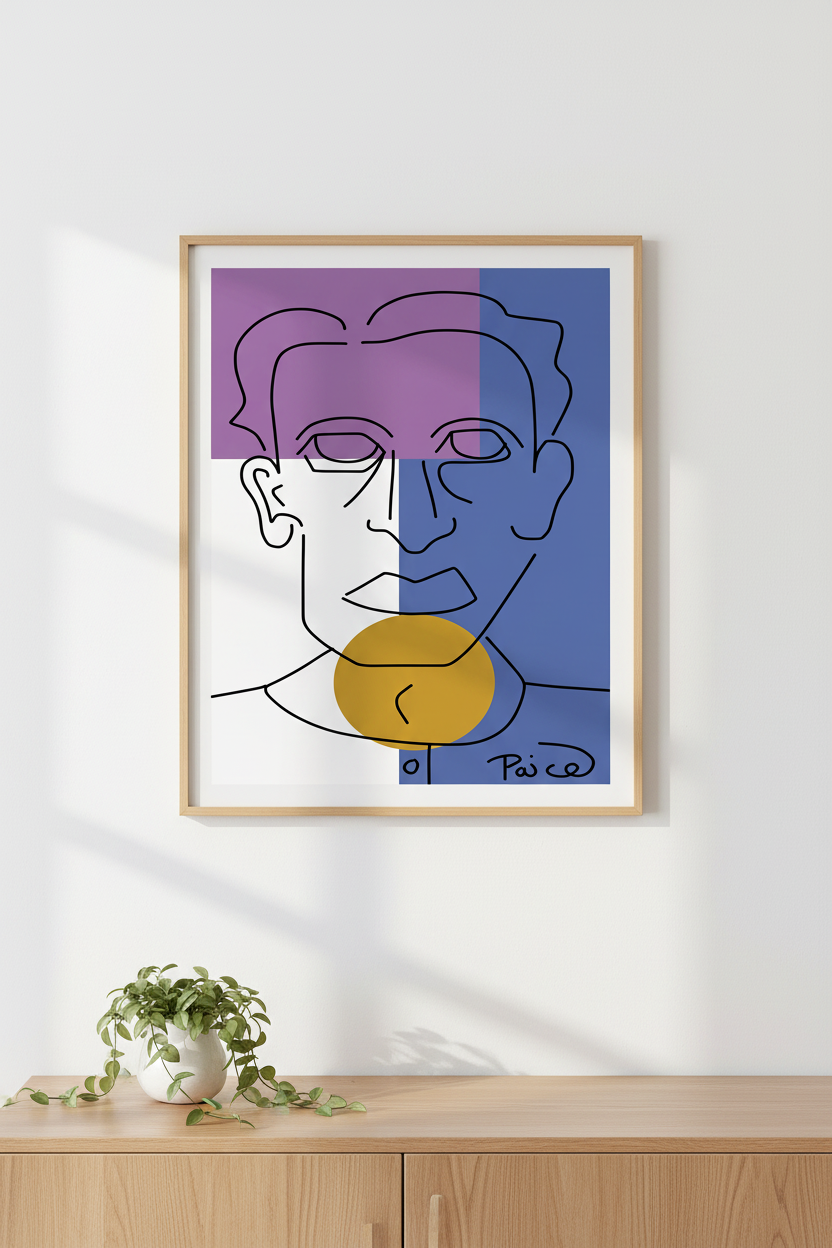 Color Block Portrait — Scandinavian Living Room Mockup