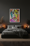 Colorblock Portrait — Dark Bohemian Bedroom Mockup