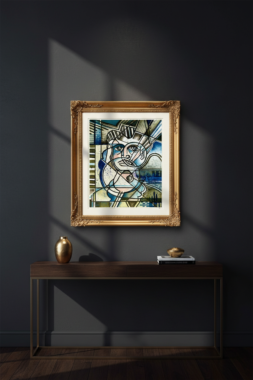 Cubist Art - Gold Frame Portrait