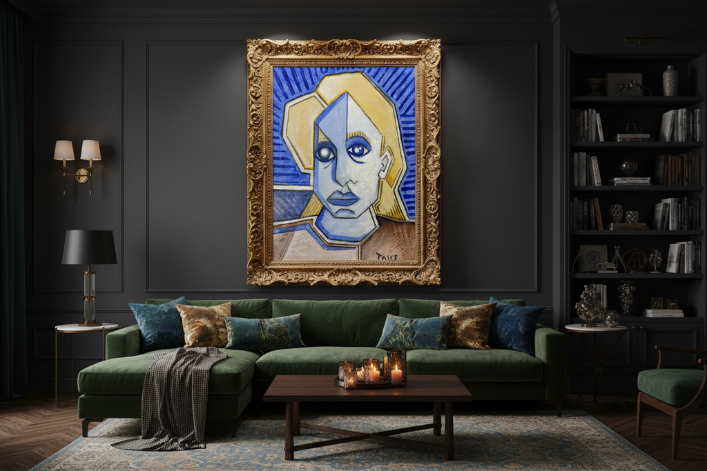Cubist Woman - Gold Frame Landscape