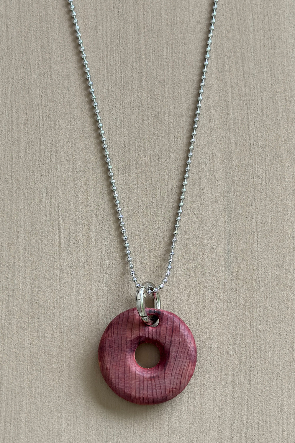 Cedar Wood Ring Pendant Necklace