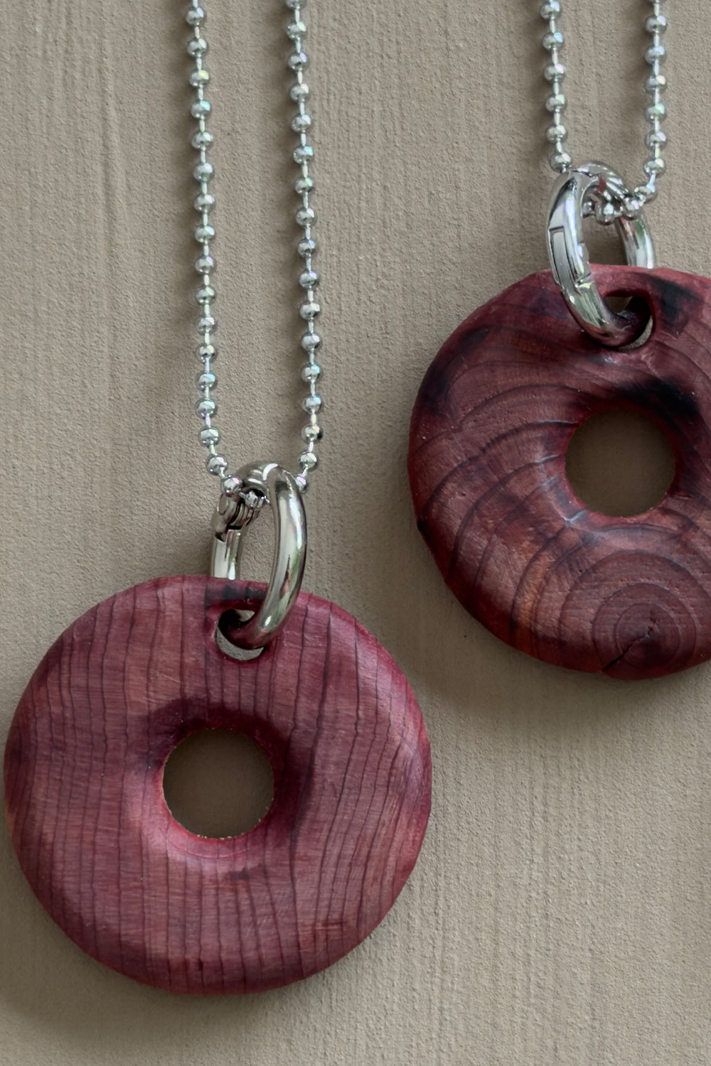 Cedar Wood Ring Pendant Necklace