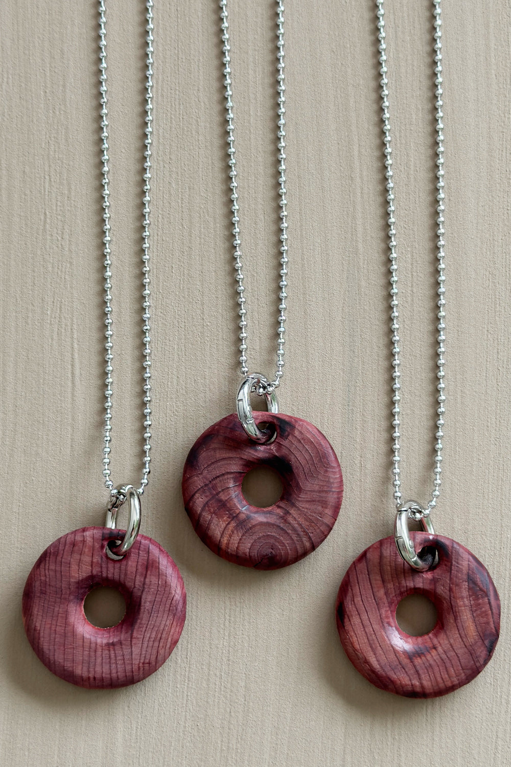 Cedar Wood Ring Pendant Necklace
