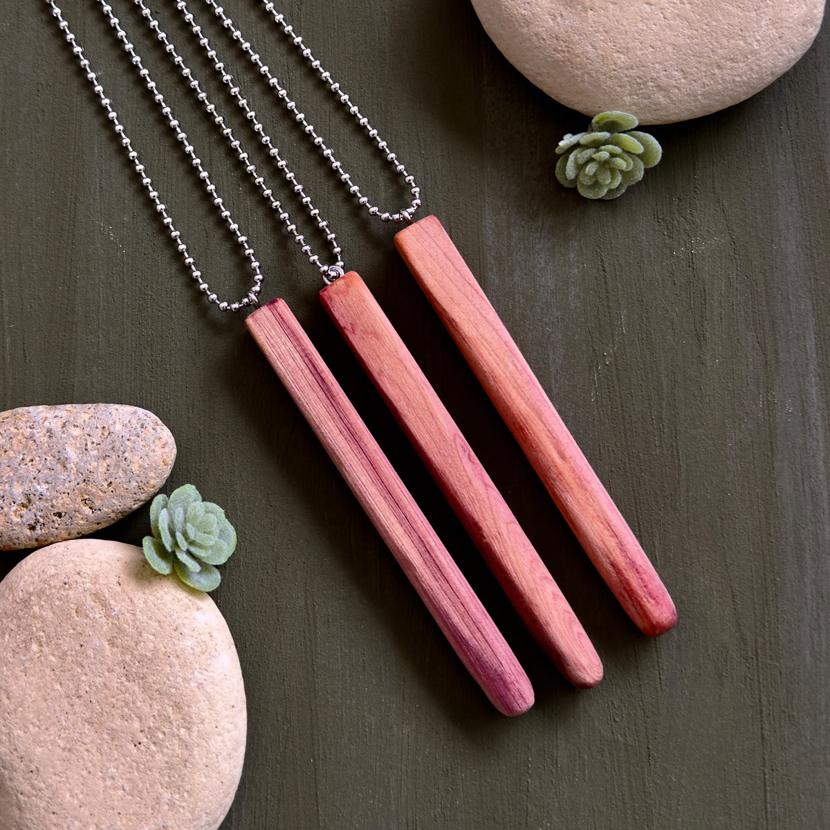 Cologne Wand Necklace – Cedar & Stainless Steel