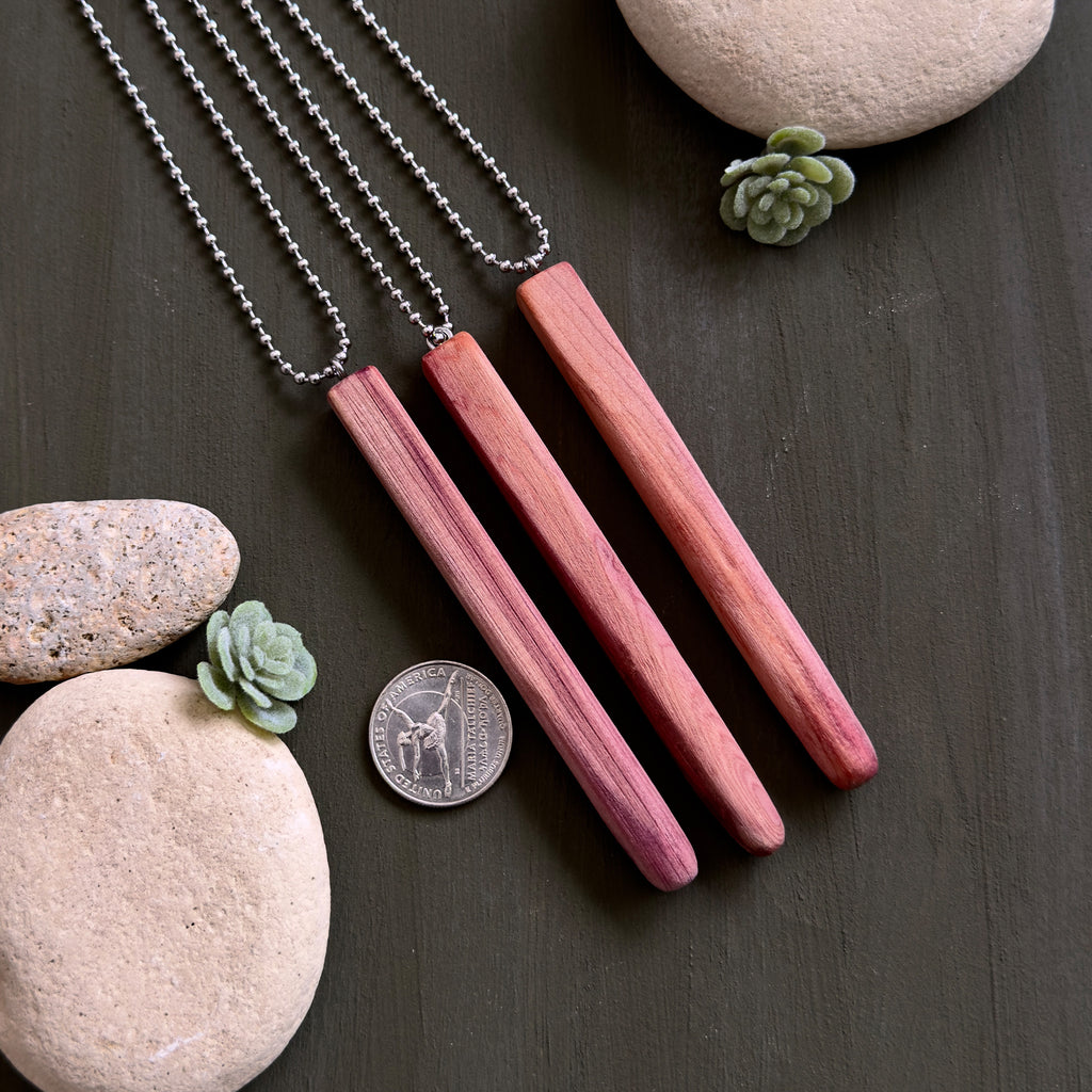 Cologne Wand Necklace – Cedar & Stainless Steel