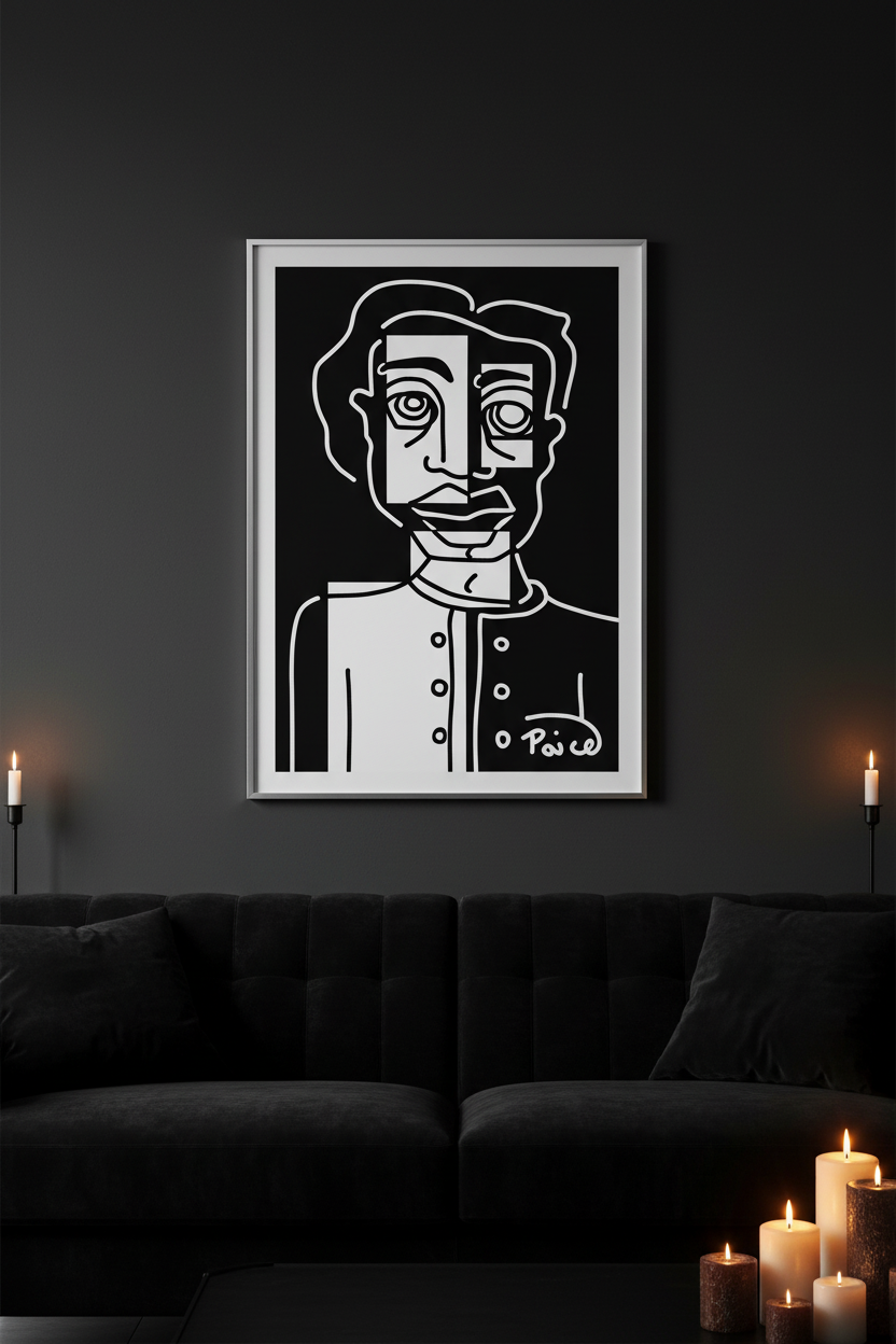 Duality Portrait — Dark Living Room