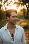 Green Crystal Necklace - Male Model 2