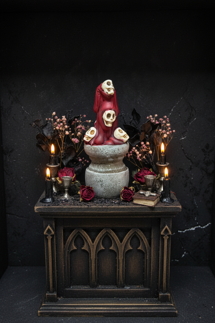 Haunted dollhouse altar setting
