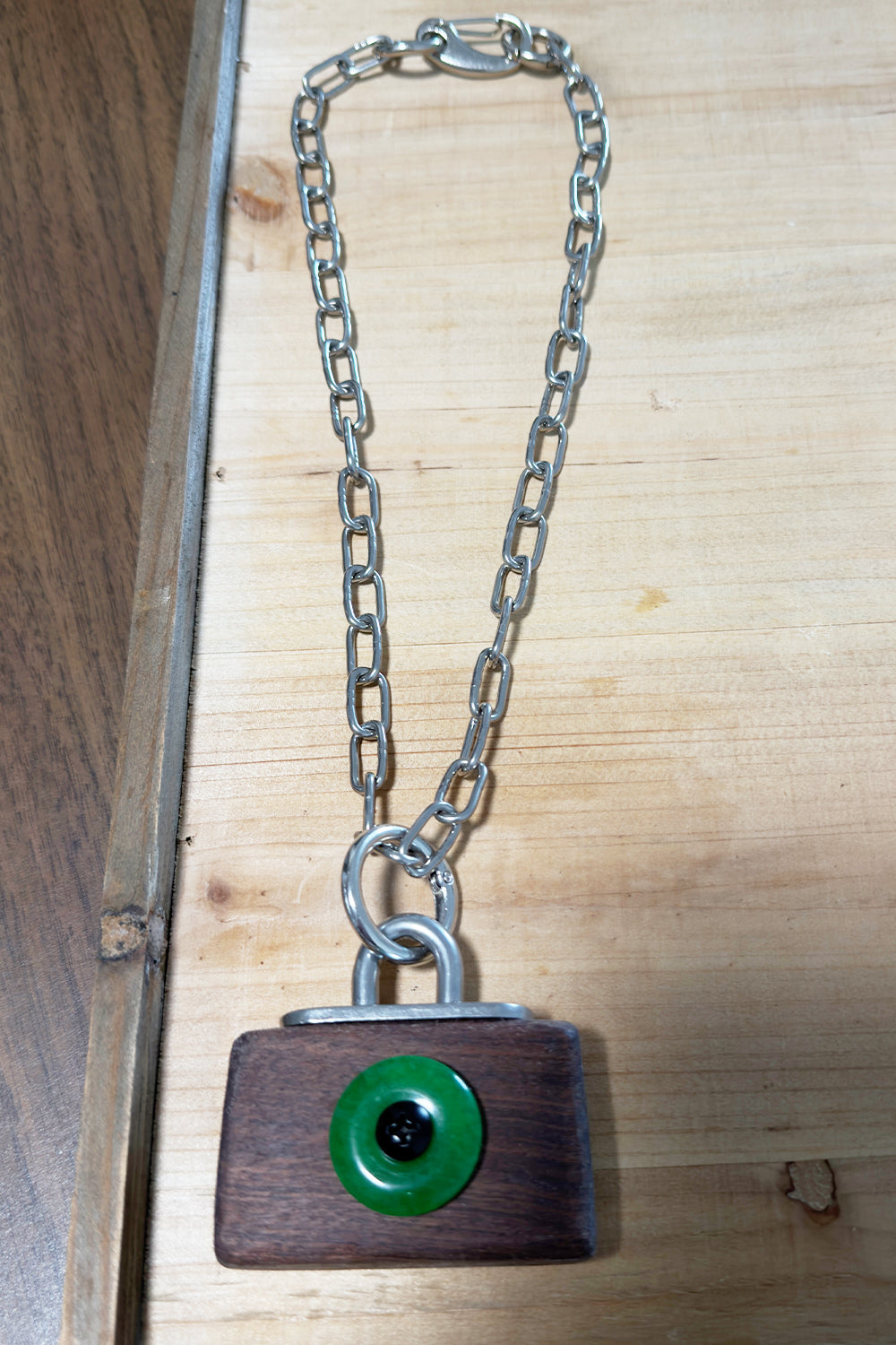 Men's Black Walnut & Jade Statement Necklace