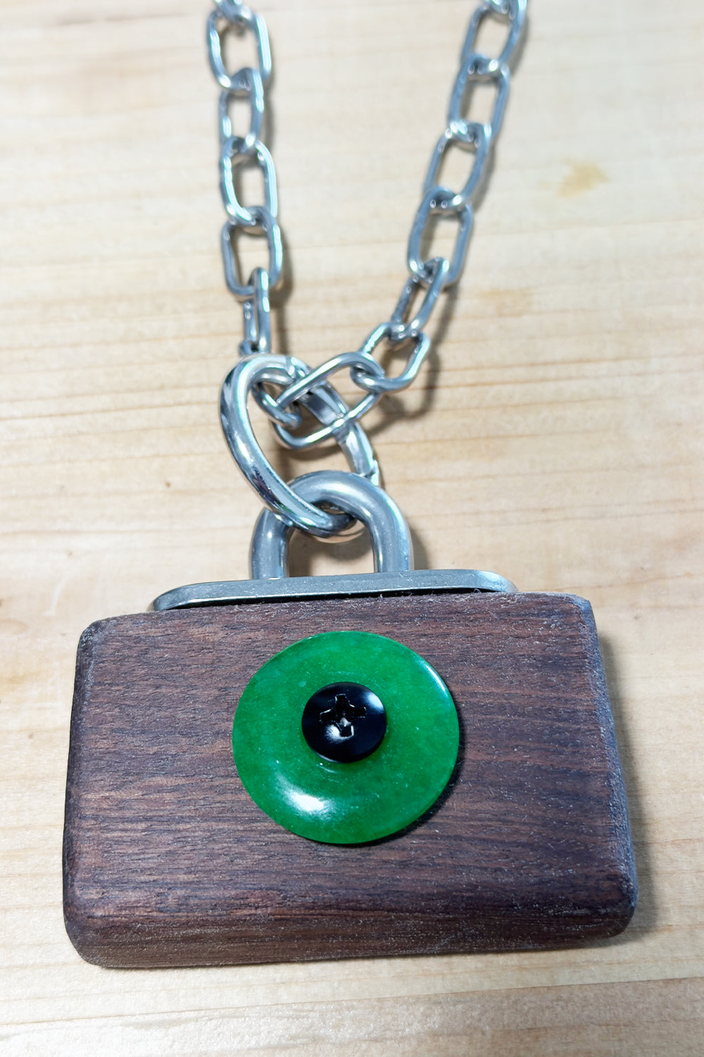 Men's Black Walnut & Jade Statement Necklace