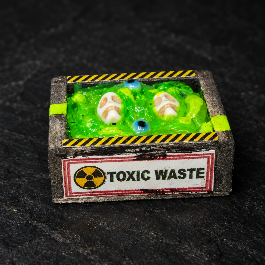 Moody close-up of toxic-waste miniature