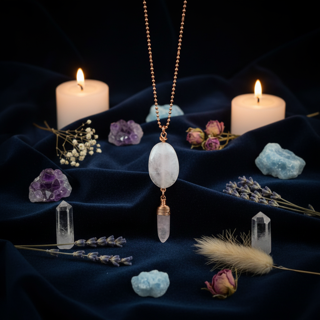 Moonstone Necklace on Dark Velvet Revised
