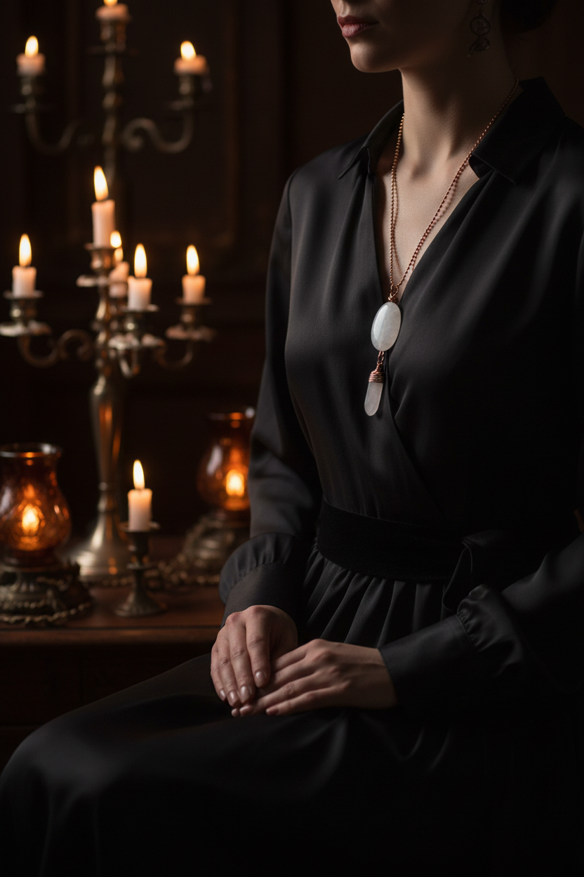 Moonstone Necklace On Model Lifestyle