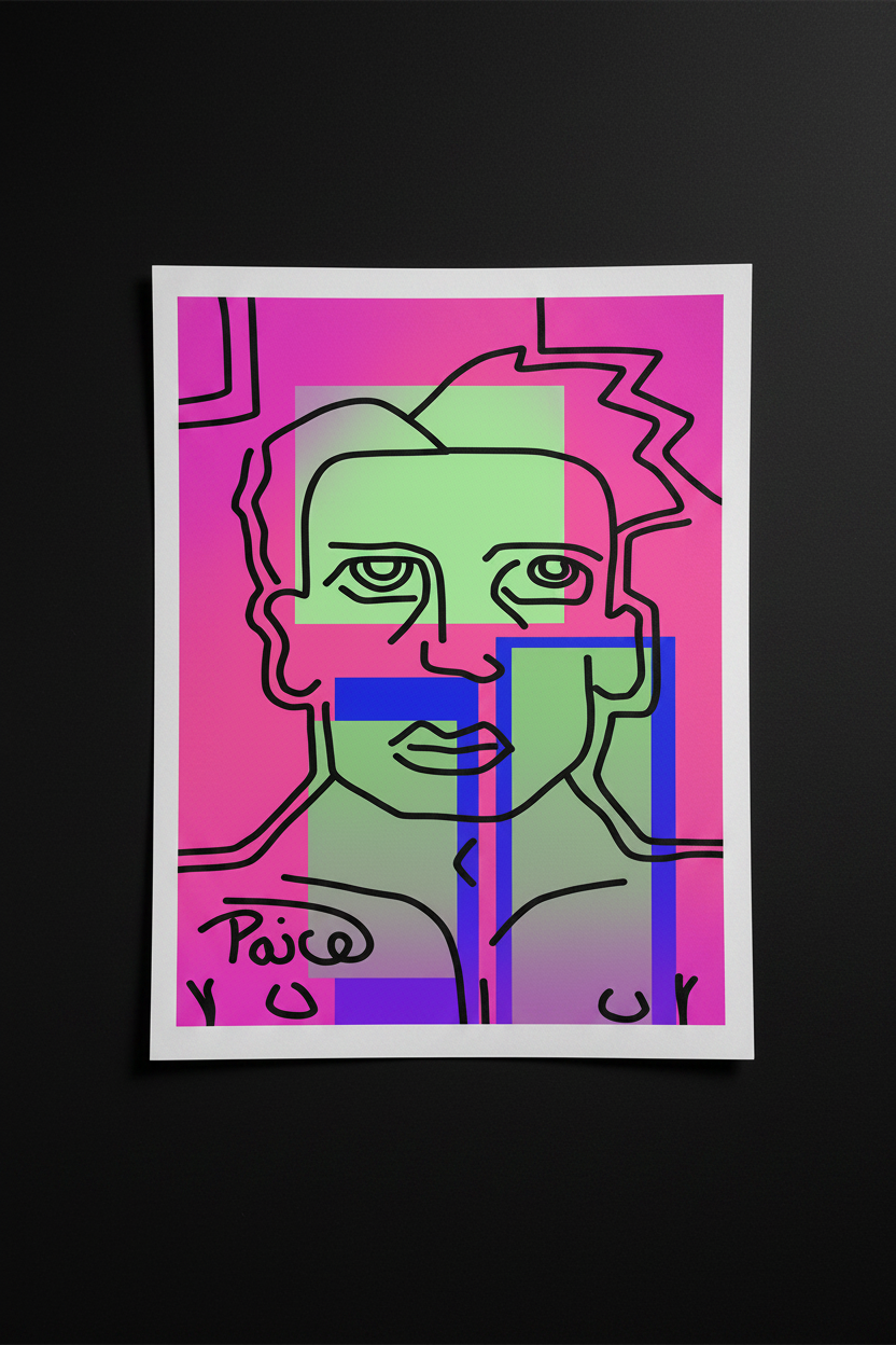 Neon Portrait — Flat Lay Print Mockup
