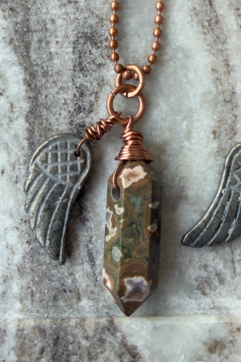 Ocean Jasper Copper Crystal Necklace