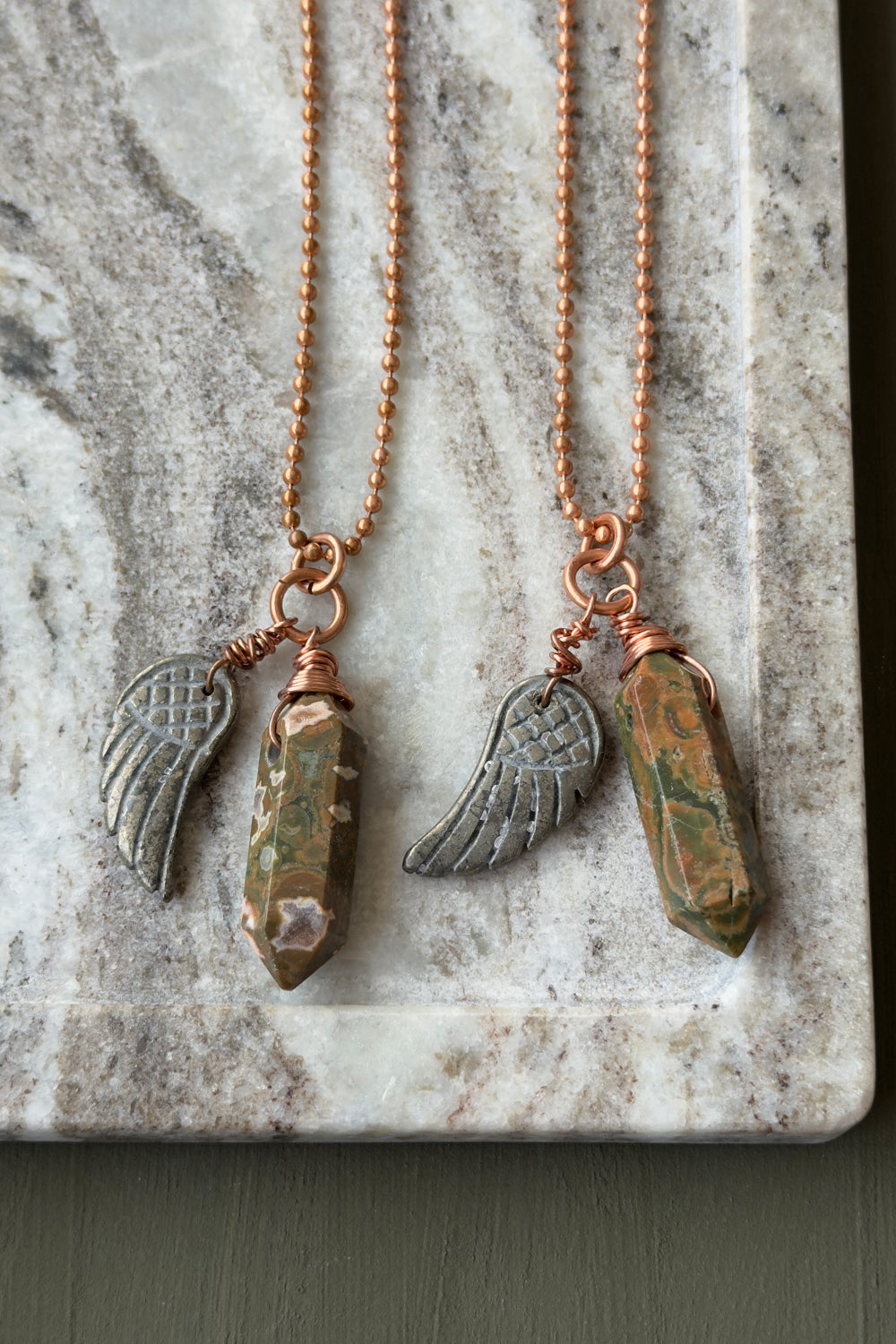Ocean Jasper Copper Crystal Necklace