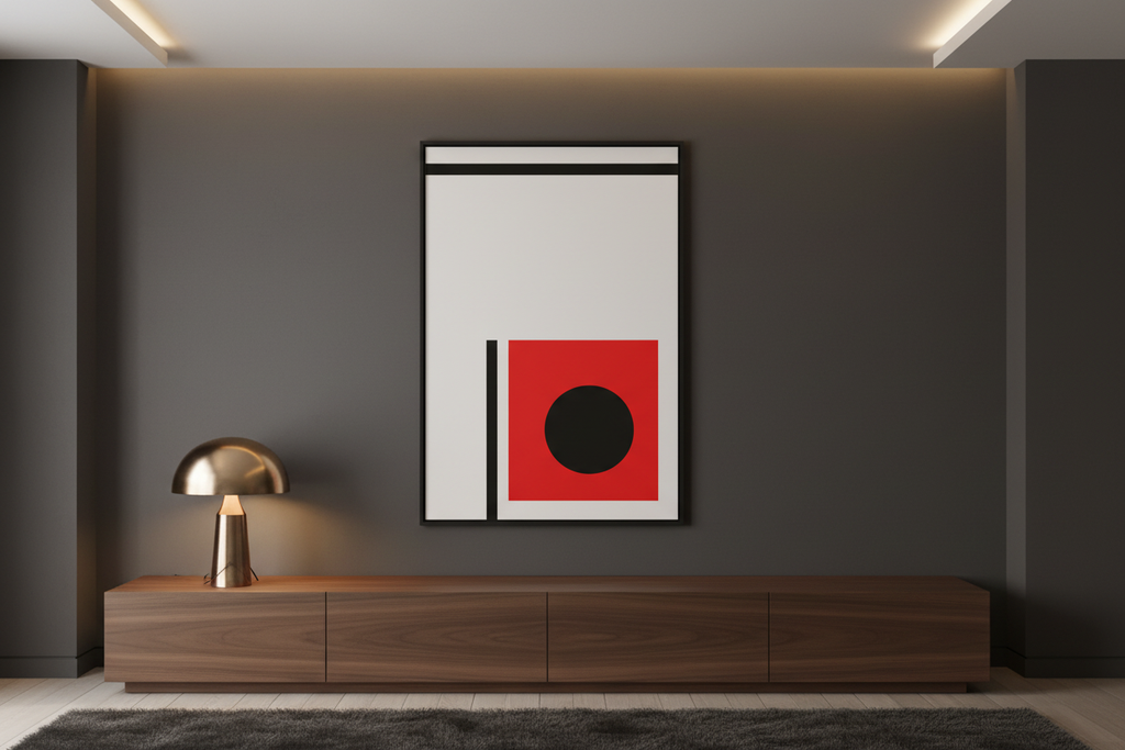 Original line geometry in a moody living room