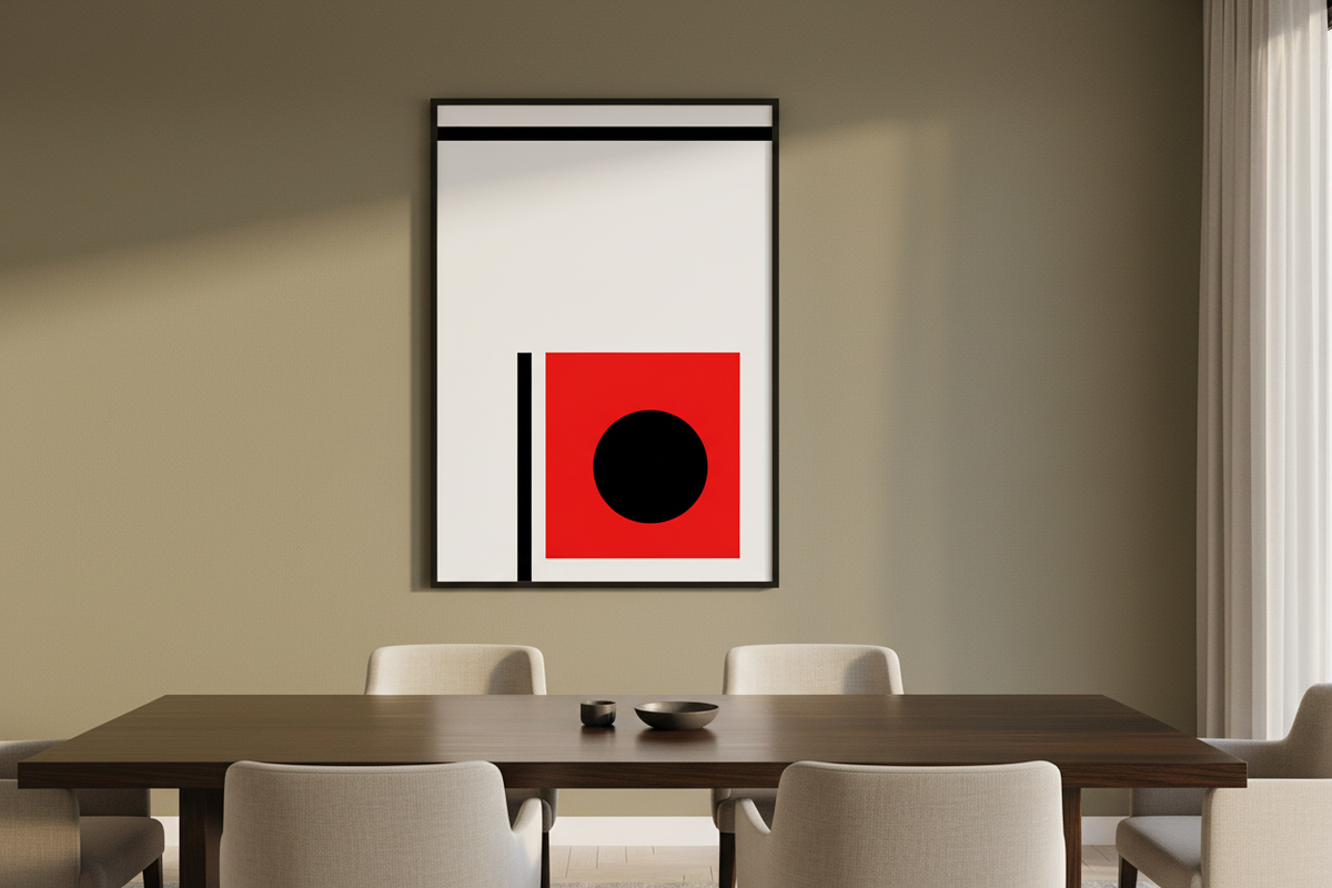 Original line geometry in an olive dining room