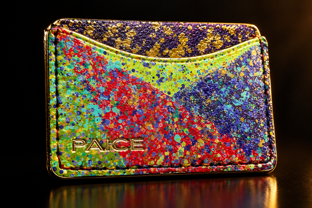 PAICE rainbow wallet macro shot