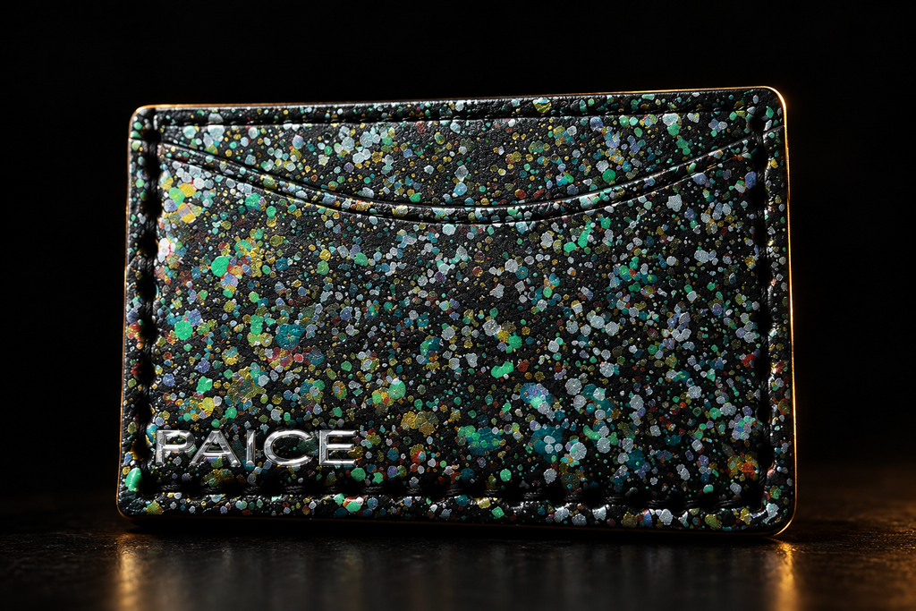 PAICE wallet macro detail shot