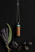 Pendant with lavender, eucalyptus, amethyst, and smoky quartz